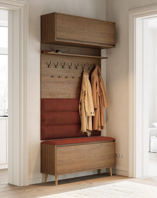 Große Garderobe mit Wandpaneelen und Schuhschrank FENRIS SBD3 W5P