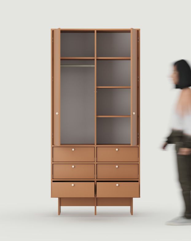 Tiefer Schrank mit Kleiderstange im JAPANDI-Stil KABE SZK07