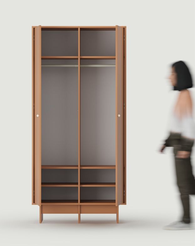 Tiefer Schrank mit zwei Kleiderstangen im JAPANDI-Stil KABE SZK08