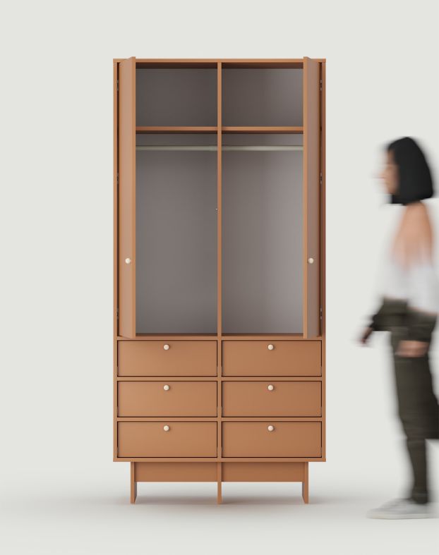 Tiefer Schrank mit zwei Kleiderstangen im JAPANDI-Stil KABE SZK10