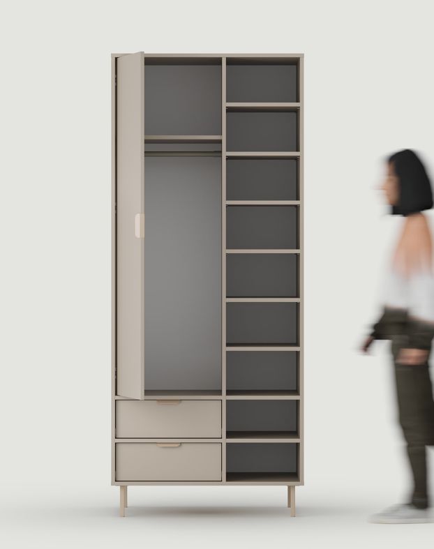 Tiefer asymmetrischer Schrank mit Kleiderstange SIGI SZSA7