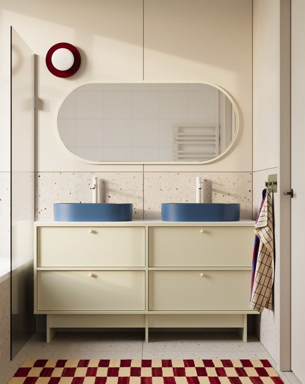 Schrank mit zwei Waschbecken OMNIRES im JAPANDI-Stil KABE K2U03