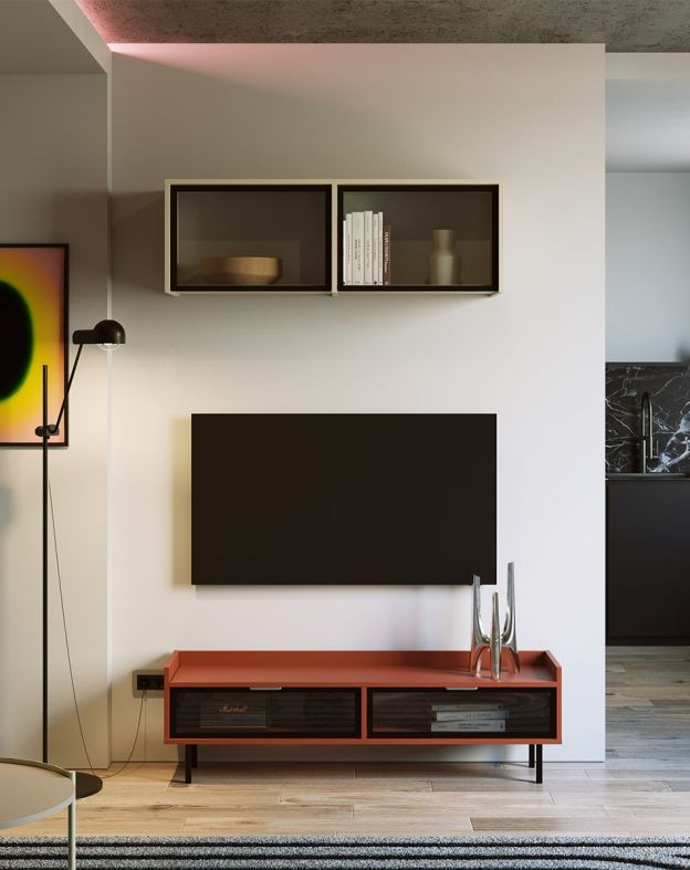 Niedriger Glastür-TV-Schrank SIGI RS1TV1