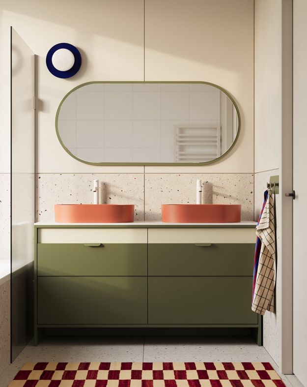 Waschtischunterschrank mit zwei Waschbecken und Schubladen LAYERS LAY79