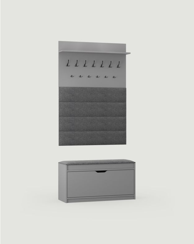 Große Garderobe mit Wandpaneelen und Schuhschrank W5P+SBH1