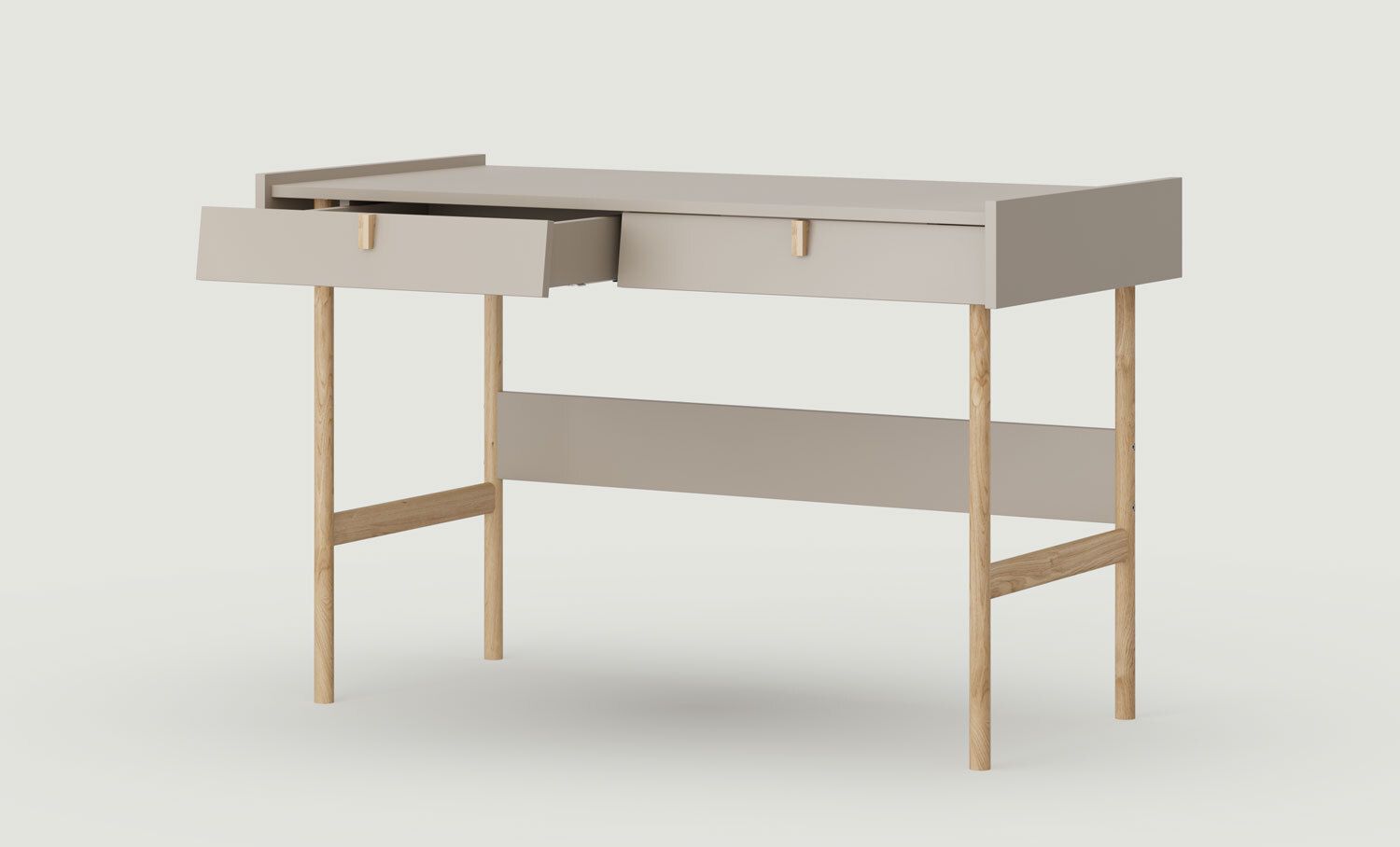 SKRA SKR88 Schreibtisch
Farbe: Esche Weiß Lehm
Griff: Eiche Wedge
Beine: Eiche geölt