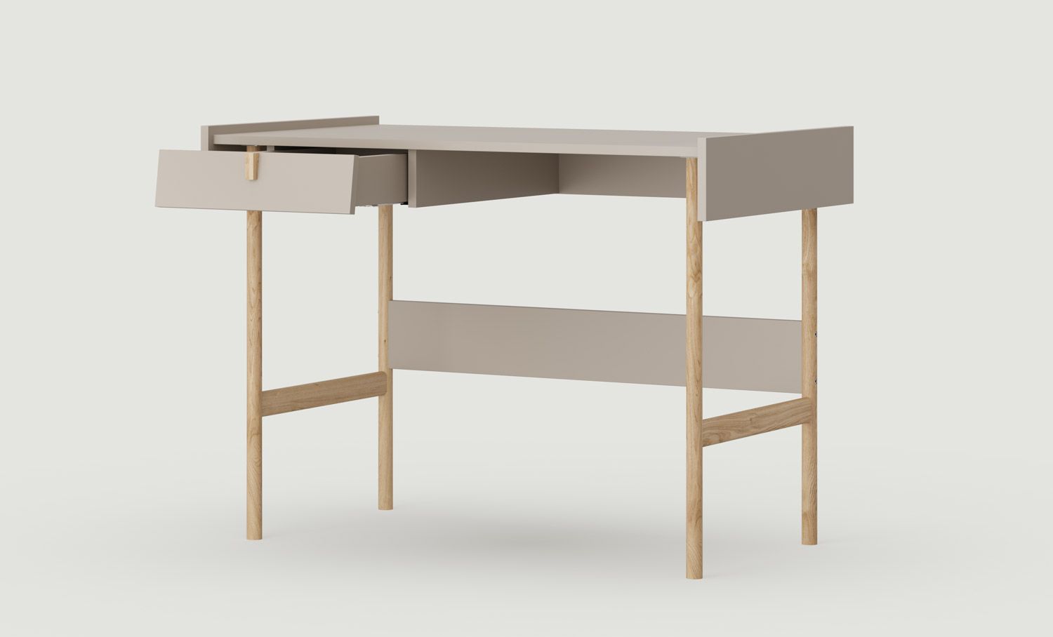SKRA SKR89 Schreibtisch
Farbe: Esche Weiß Lehm
Griff: Eiche Wedge