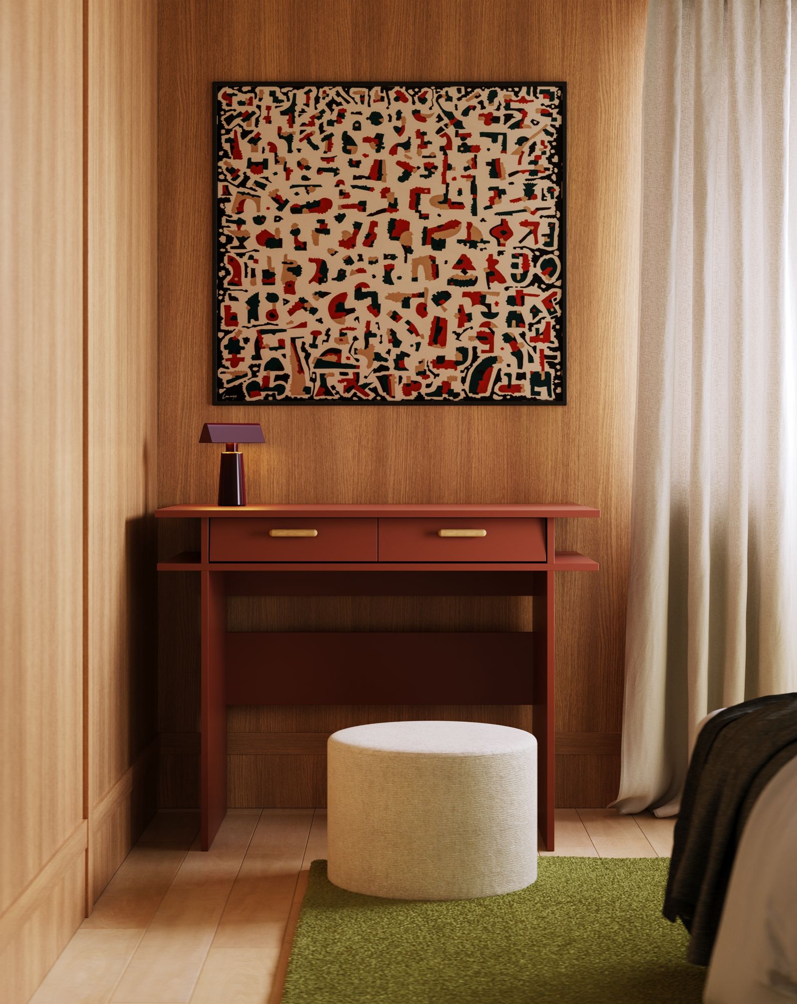 SKRA SKR91 Schreibtisch
Farbe: Fiery Terracotta
Griff: Zigarreneiche
                            