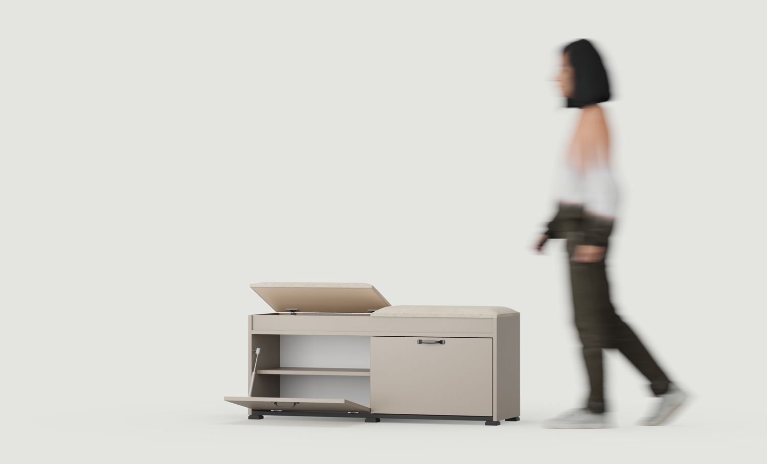 Großer Kleiderbügel mit Paneelen W5P + Schuhschrank SBC2
Farbe: Esche Lehm
Sitz: Terra 02
Griff: JORD Griff Schwarz JCZ