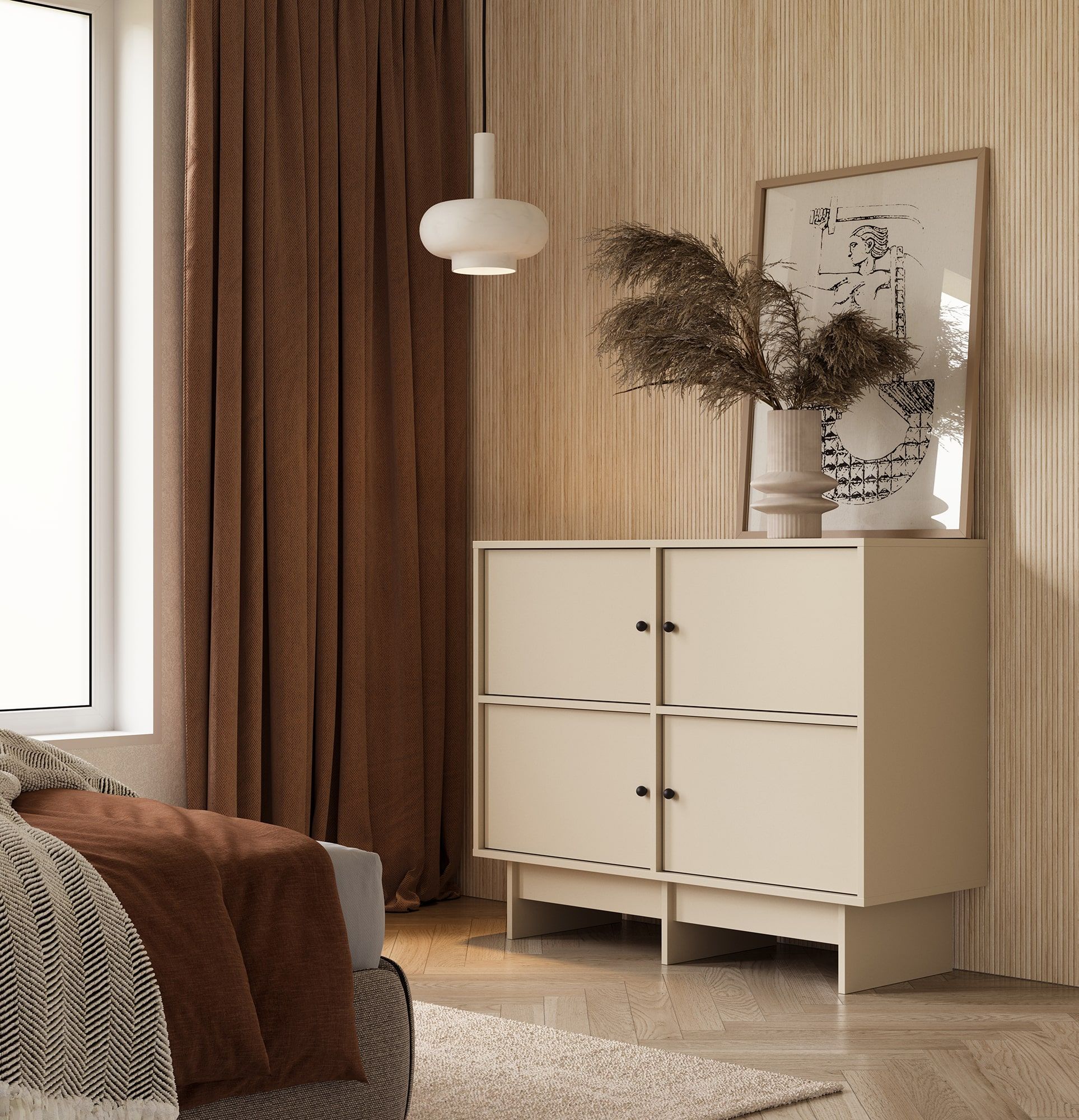 KABE KK01 Kommode im JAPANISCHEN Stil
Farbe: Champagner Beige
Griff: Kugelgriff Schwarz KD