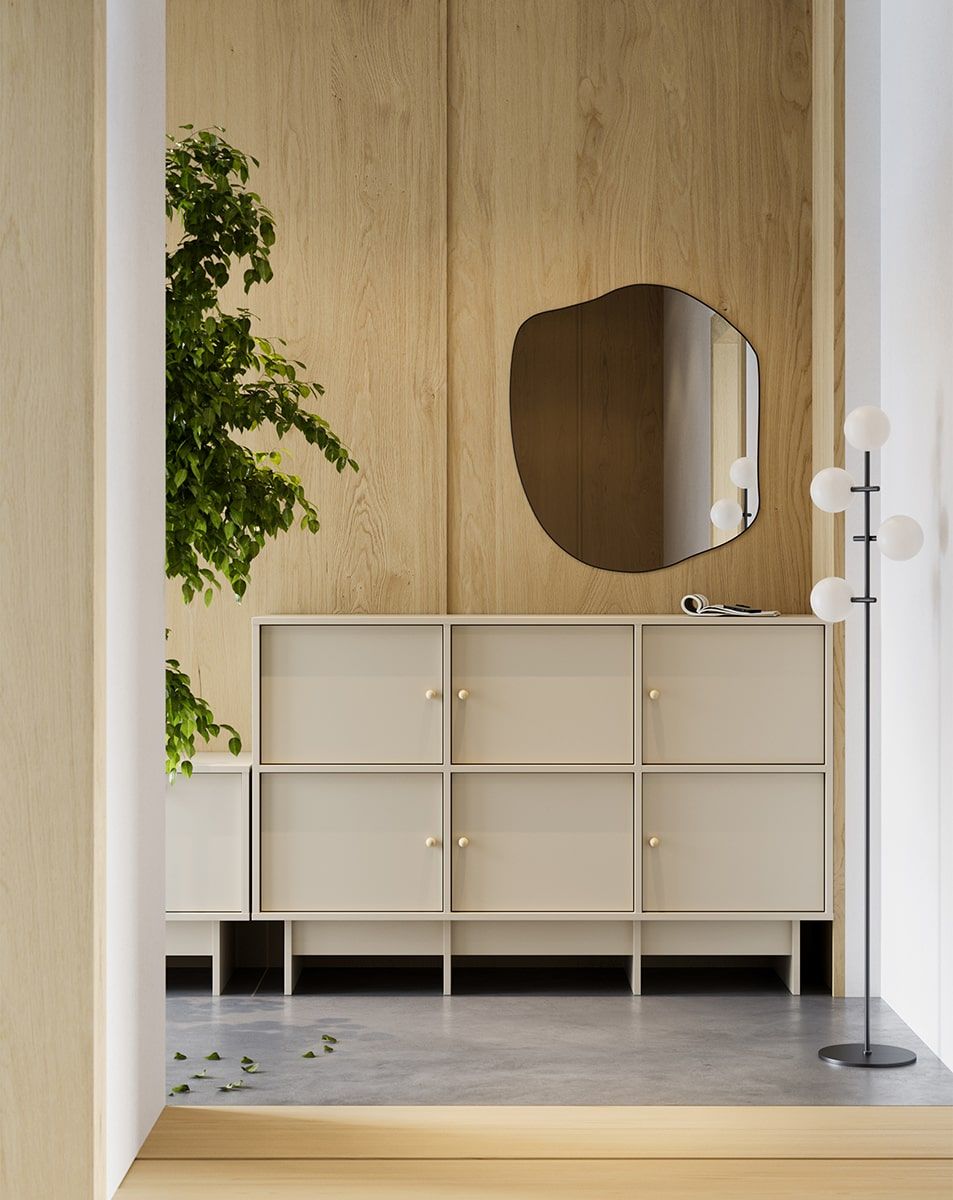 KABE KK04 Kommode im JAPANDI-Stil
Farbe: Champagner Beige
Griff: Kugelgriff aus Holz KD