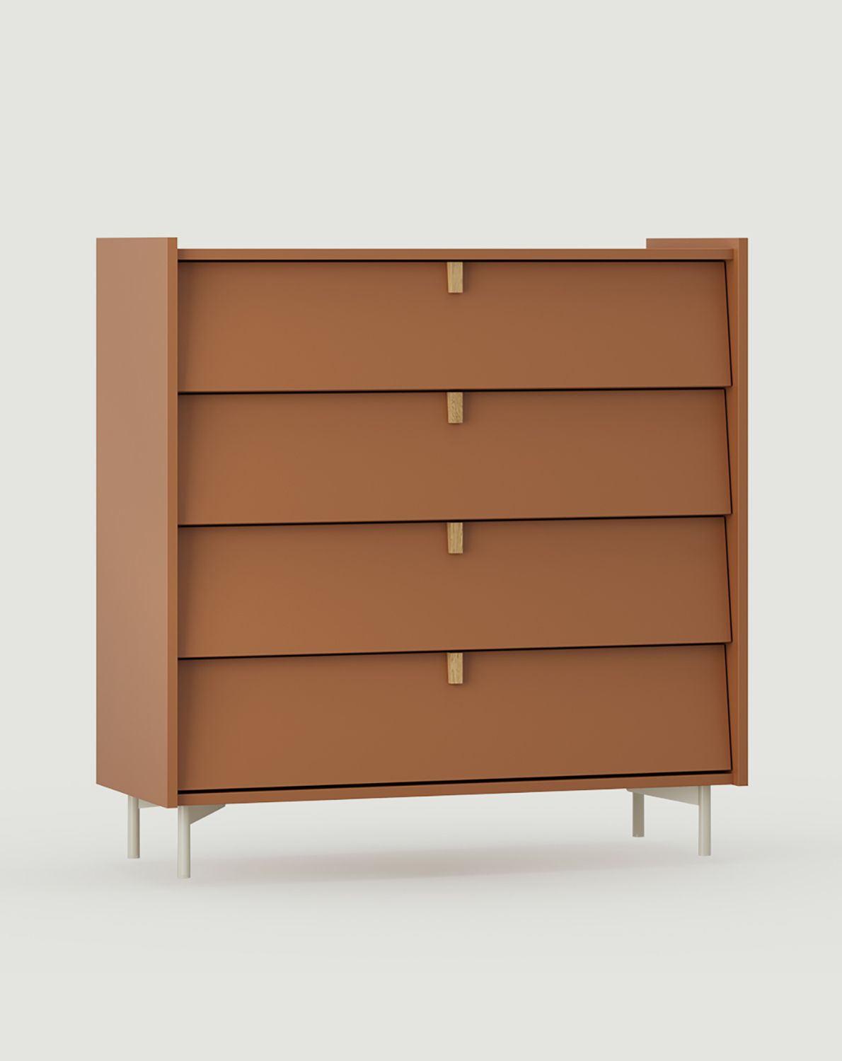 SKRA SKR26 Kommode mit Schubladen
Farbe: Sahara Deep
Beine: Milky Way
Griff: Eiche Wedge