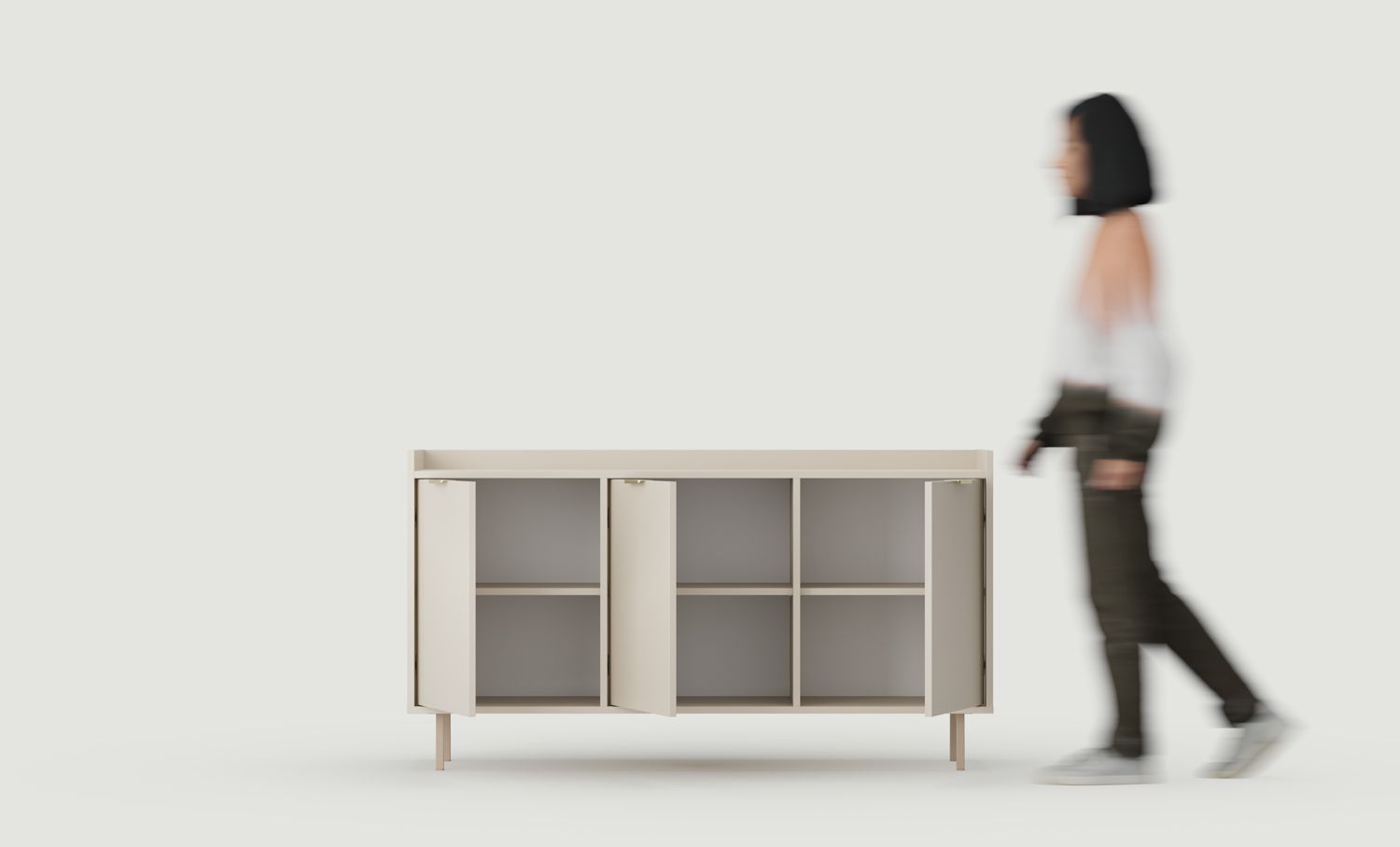 SIGI RTV Schrank KSTV1K Kommode
Farbe: Wrapping Cashmere
Bein: Cappuccino
Griff: LING Gold
                            