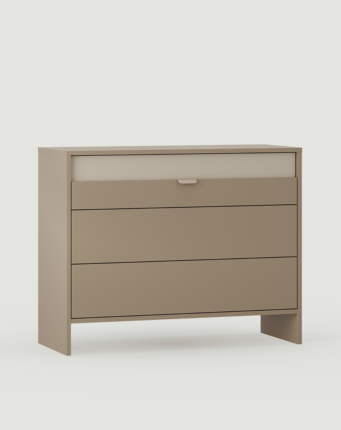 LAYERS Kommode mit drei Schubladen LAY11
Farbe: Champagne Beige
Farbe der Front: Milky Way
Griff: LAYERS 110 Milky Way