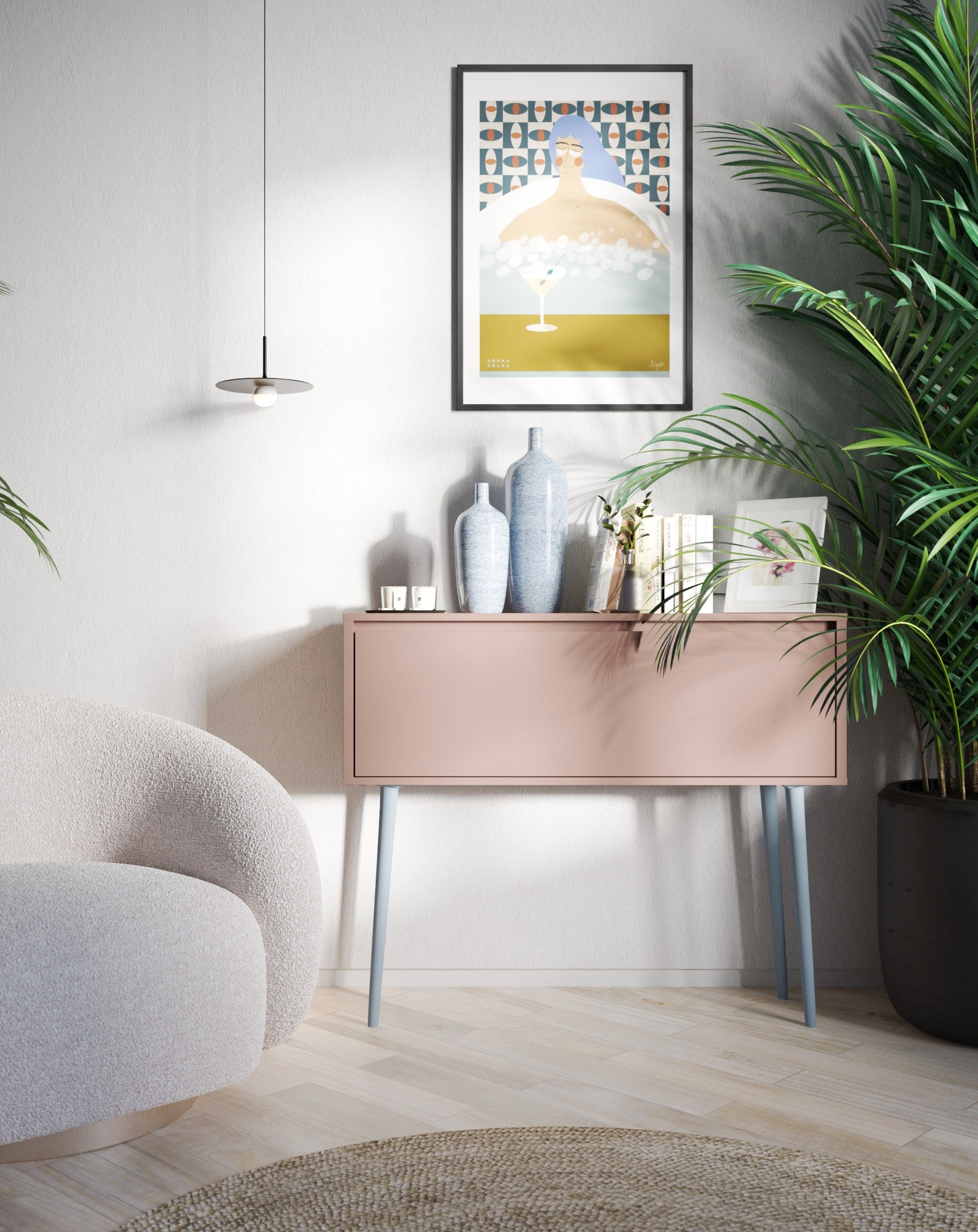 FENRIS-Konsole KF1
Farbe: Altrosa
Bein: Buche Esche Rolle