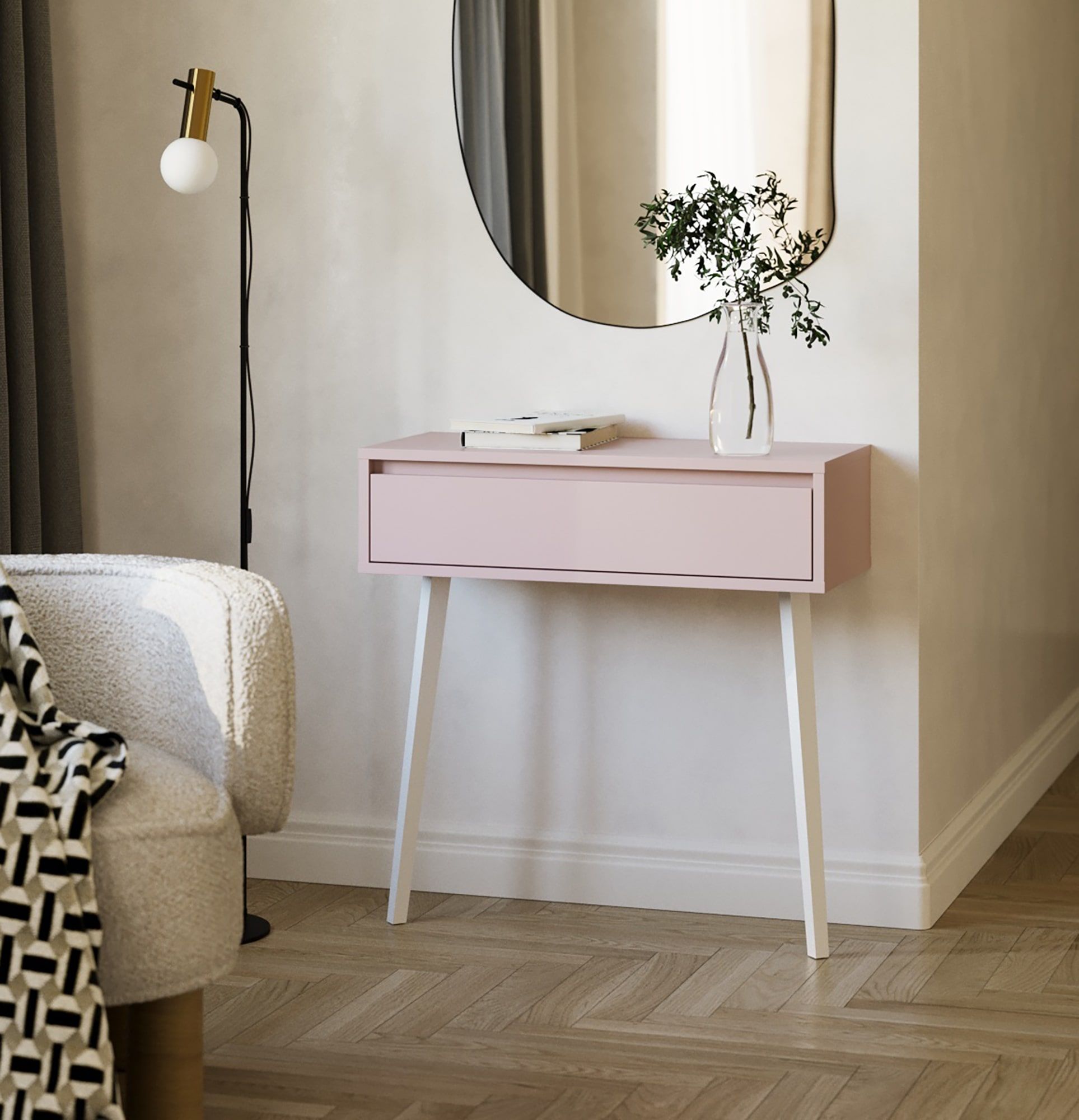 FENRIS-Konsole KF2
Farbe: Altrosa
Bein: Trapez Buche Weiß
