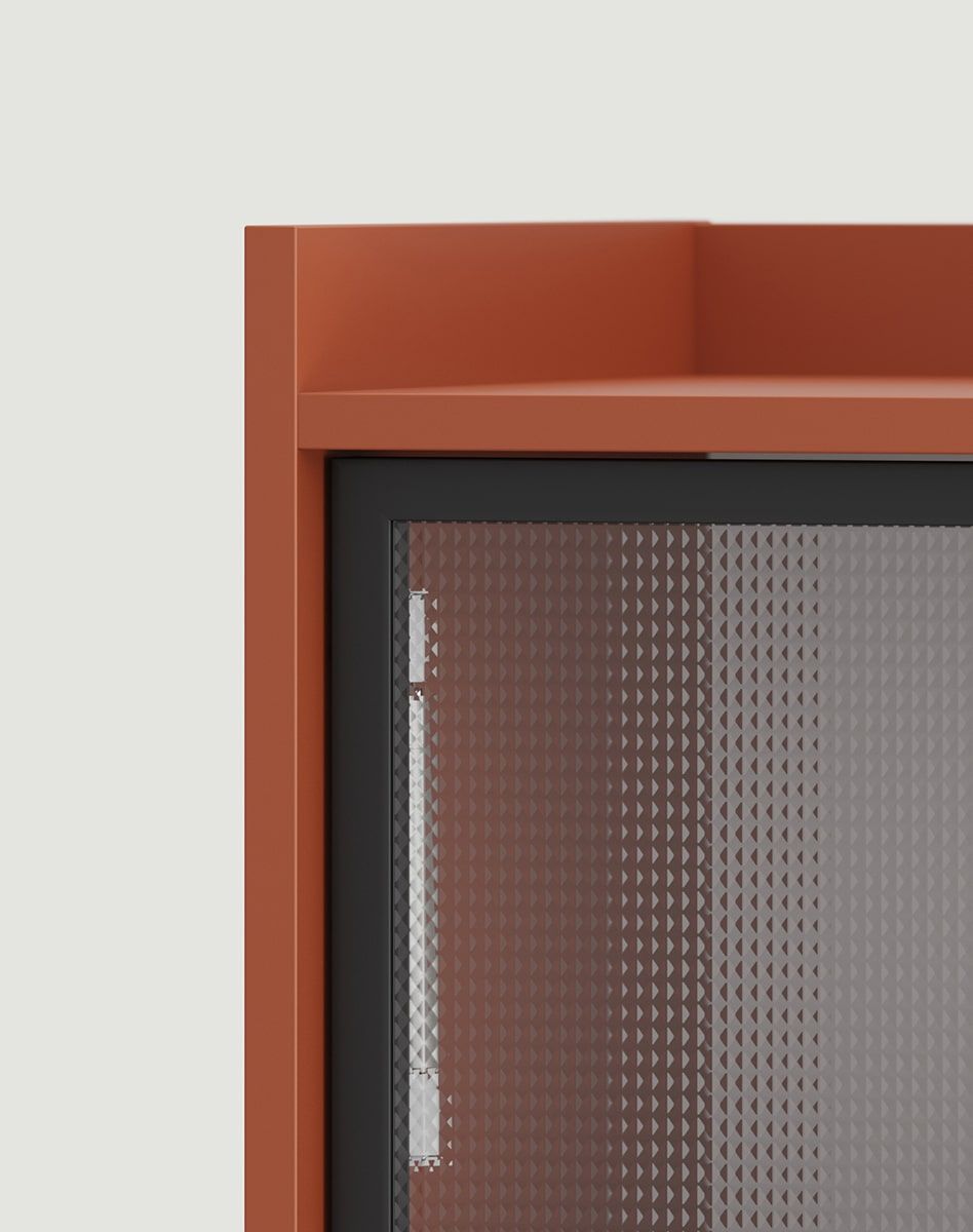Hohe verglaste Konsole SIGI RKSW1
Farbe: Feuriges Terrakotta
Glas: Ornamental mons