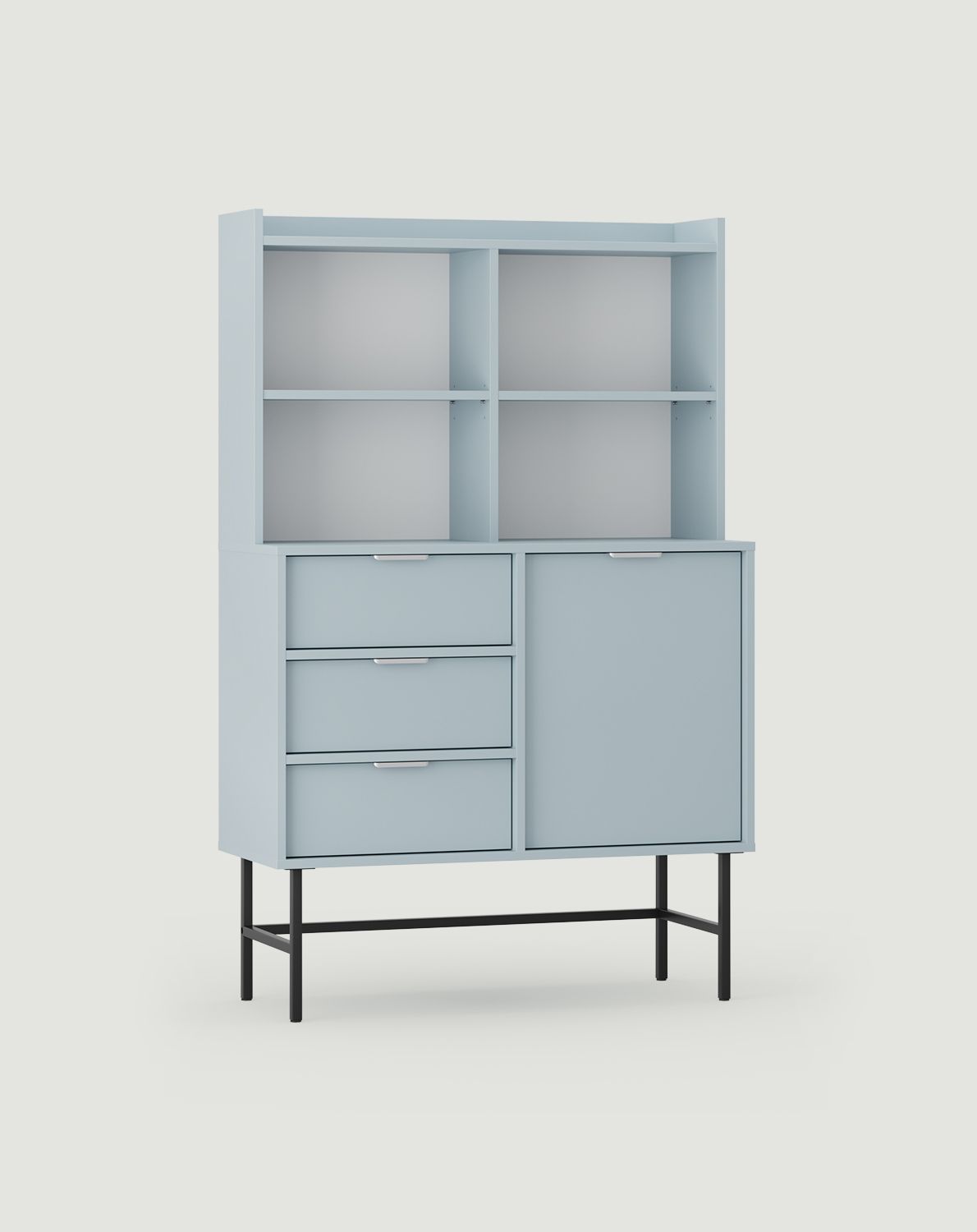 SIGI KRSN02 Anrichte
Farbe: Taubenblau
Bein: Schwarz
Griff: Ling Silber