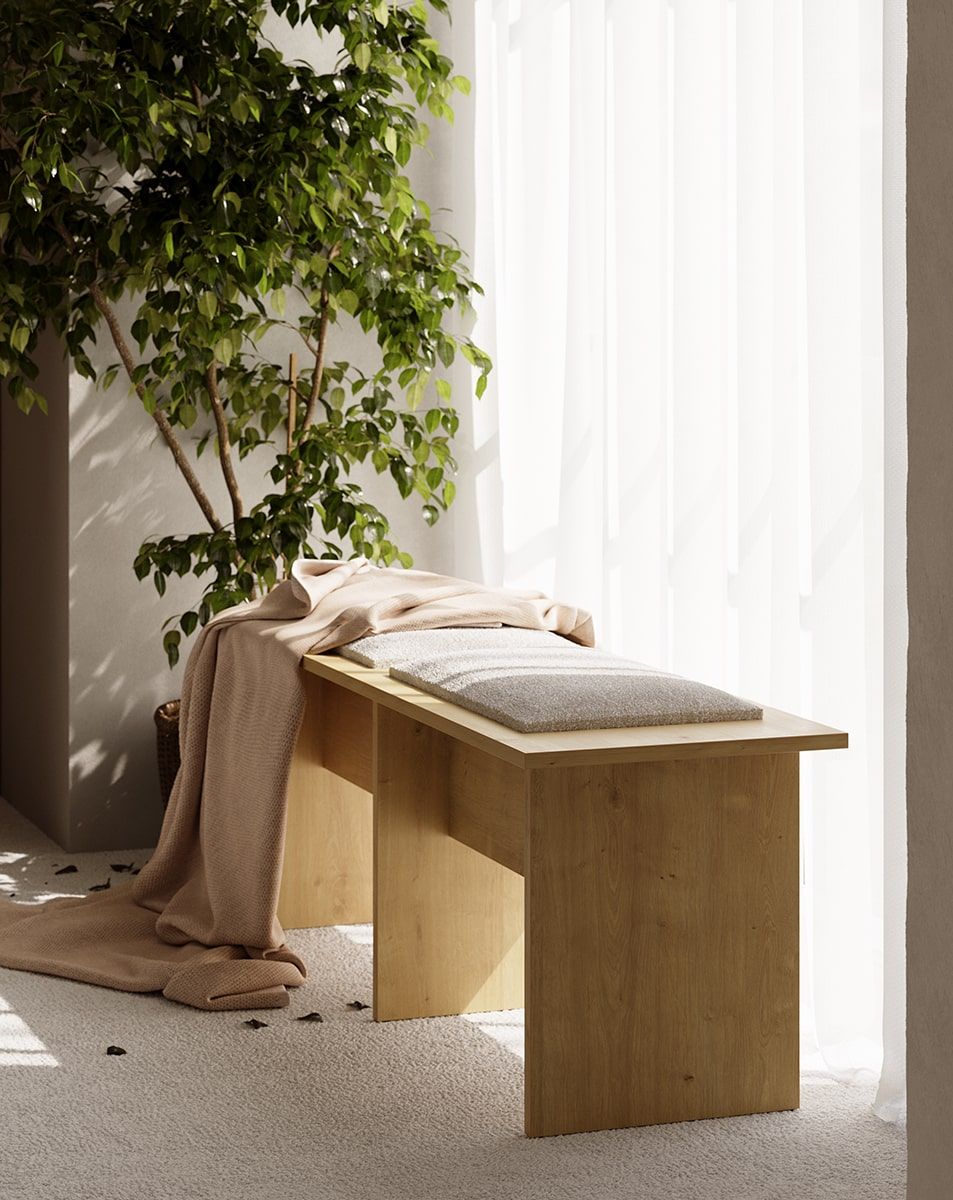 KABE LK02 Bank im JAPANI-Stil
Farbe: Eiche Hamilton
Farbe der Polsterung: Moss 02