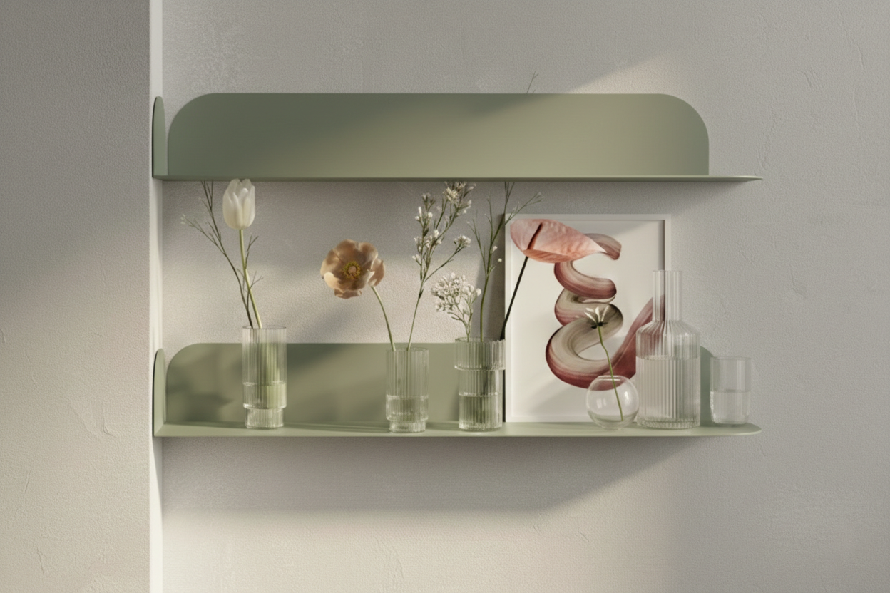 Stahlregal Aussteller links tief Basalt LAYERS LAY81