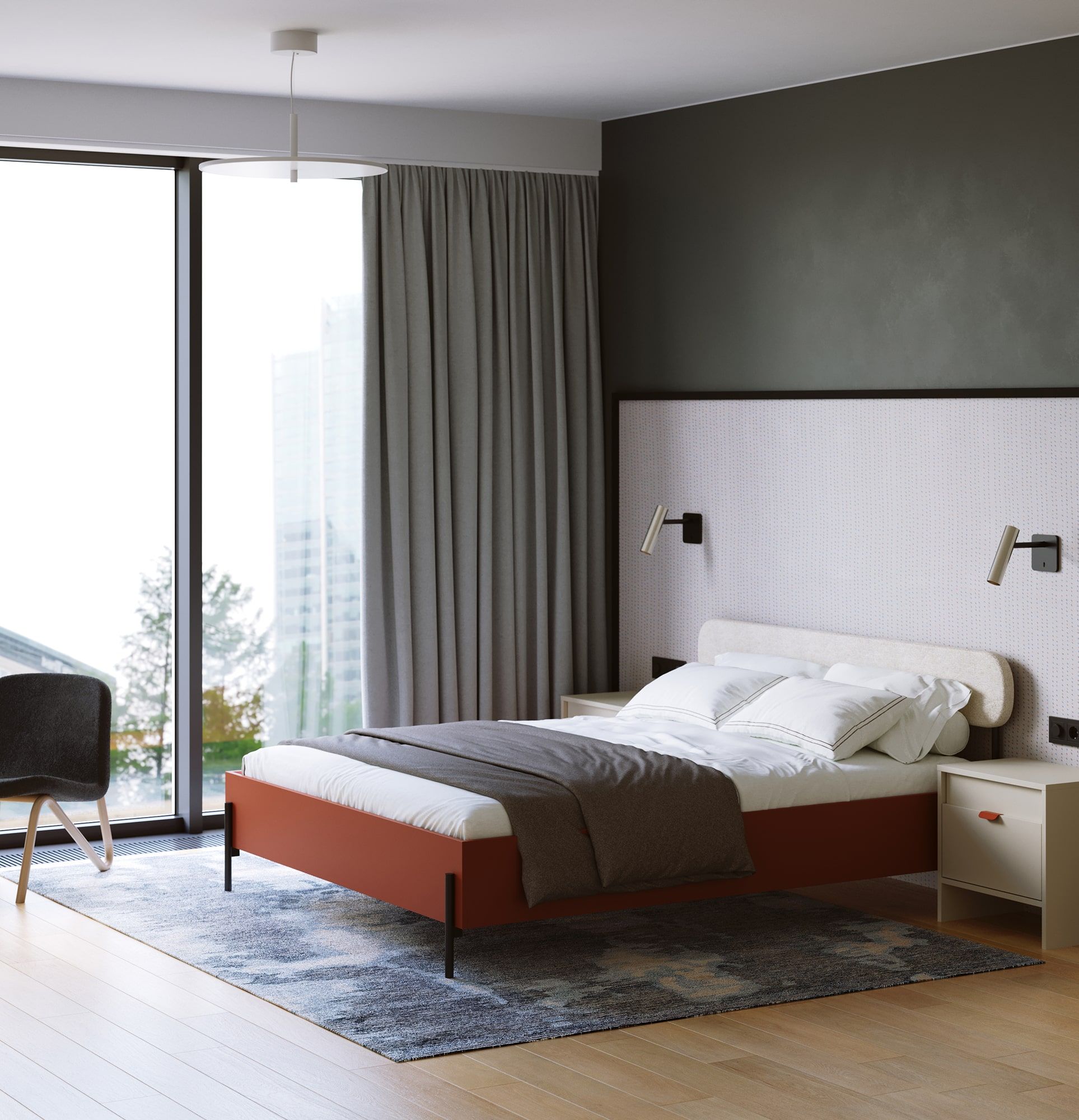 Bett mit gepolstertem Kopfteil ARIA