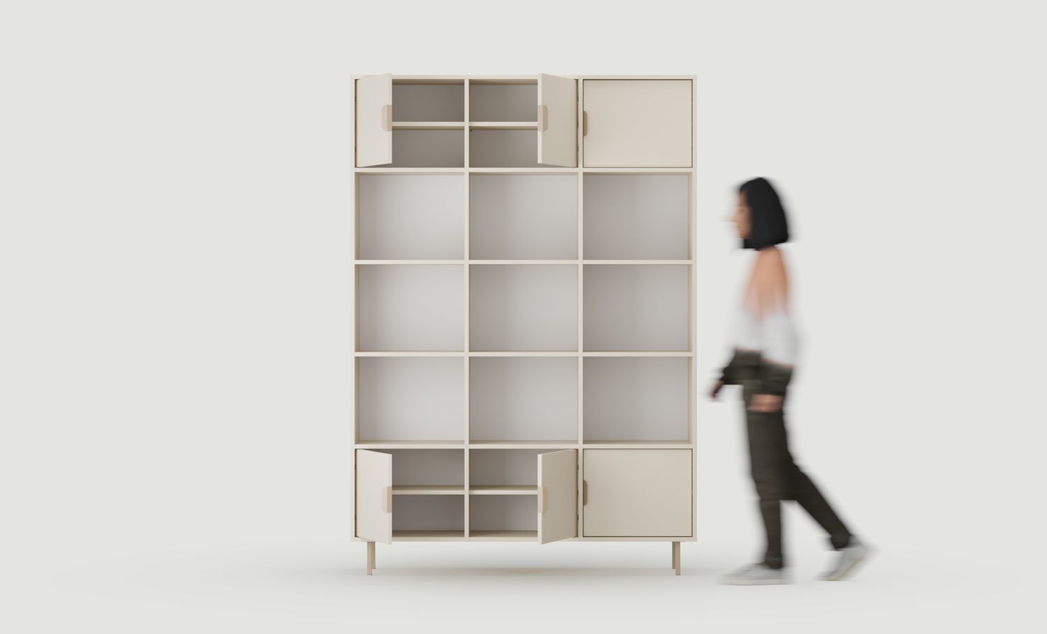 SIGI hohes Büro-Bücherregal SRWPRO3
Farbe: Champagnerbeige
Bein: Cappuccino
Griff: LAYERS 110 Cappuccino
                            