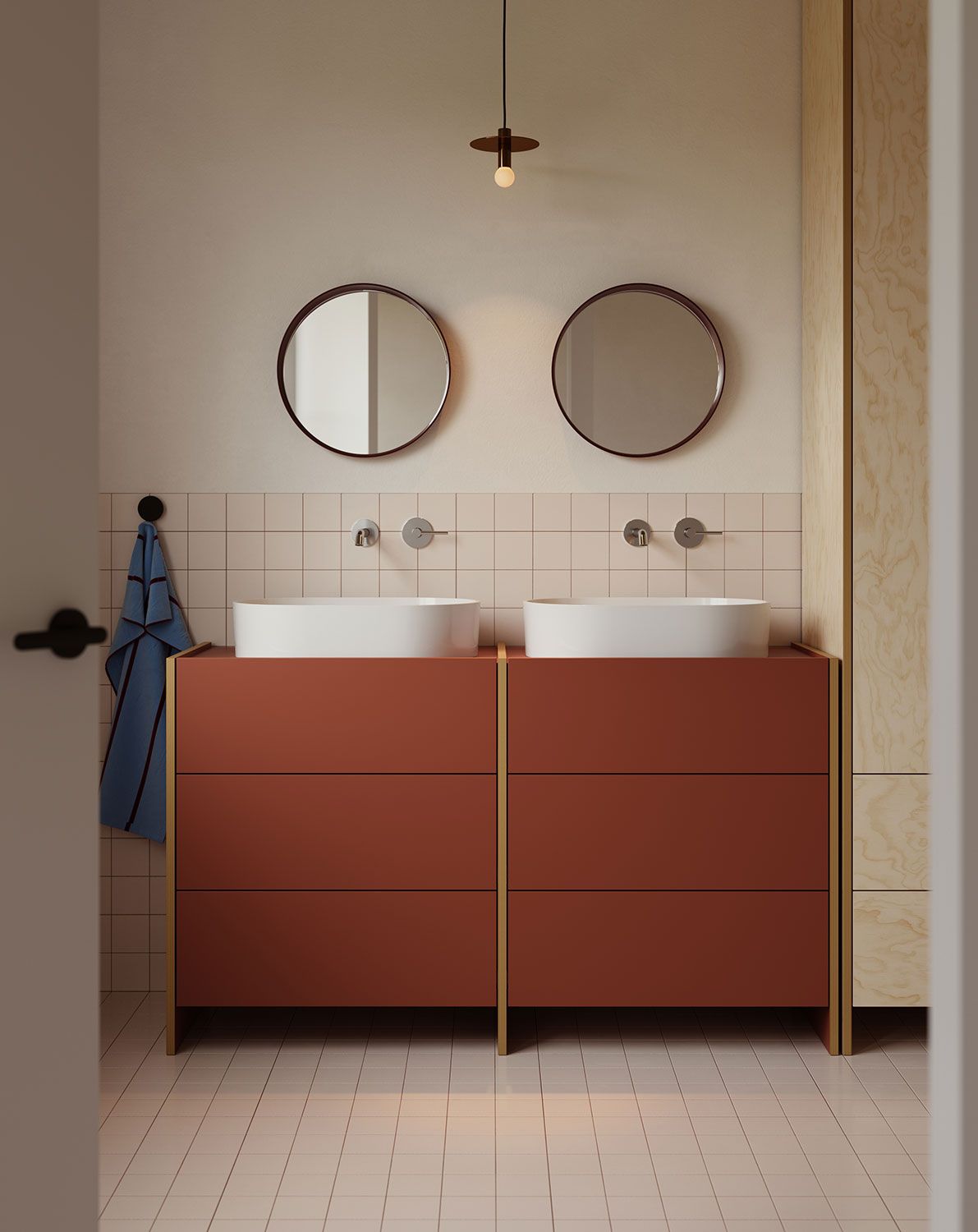OMNIRES ASKA ASK29 Doppel-Waschtischunterschrank
Farbe: Feuriges Terrakotta
Furnier: Sperrholz