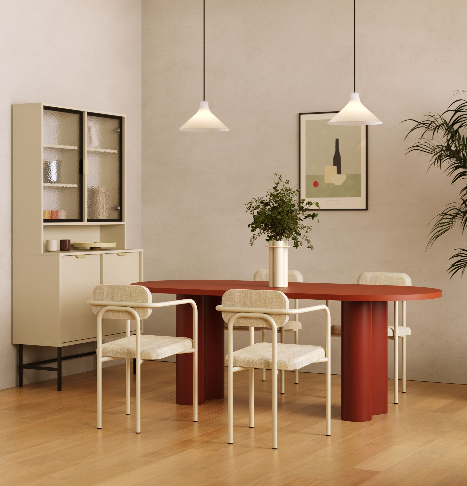 BULB Esstisch 180 cm SBU02
Farbe: Fiery Terracotta
Farbe der Beine: Martian Red