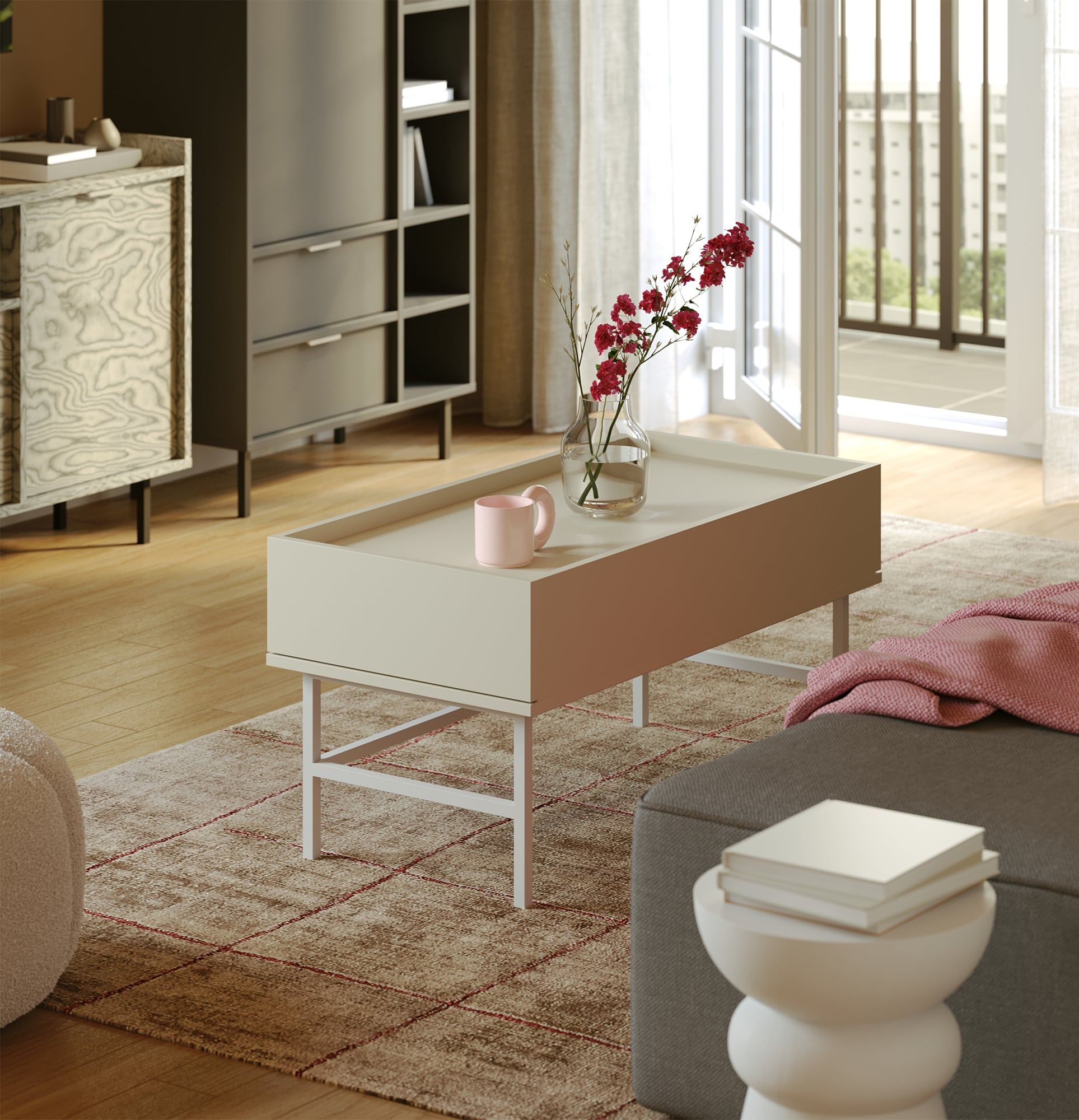 SIGI Couchtisch SSK2
Farbe: Milky Way
Bein: Weiß