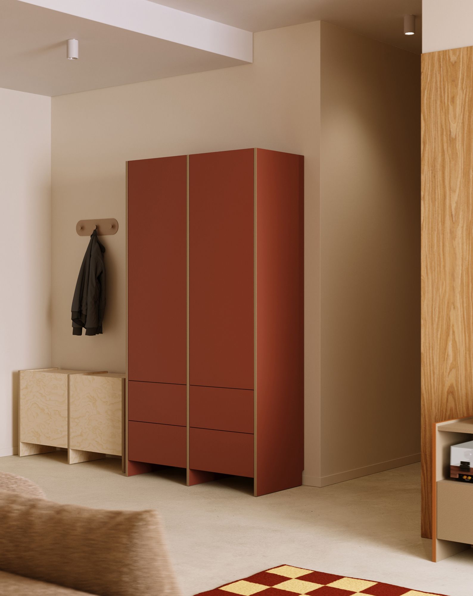 ASKA ASK19 Kleiderschrank
Farbe: Feuriges Terrakotta
Furnier: Cappuccino