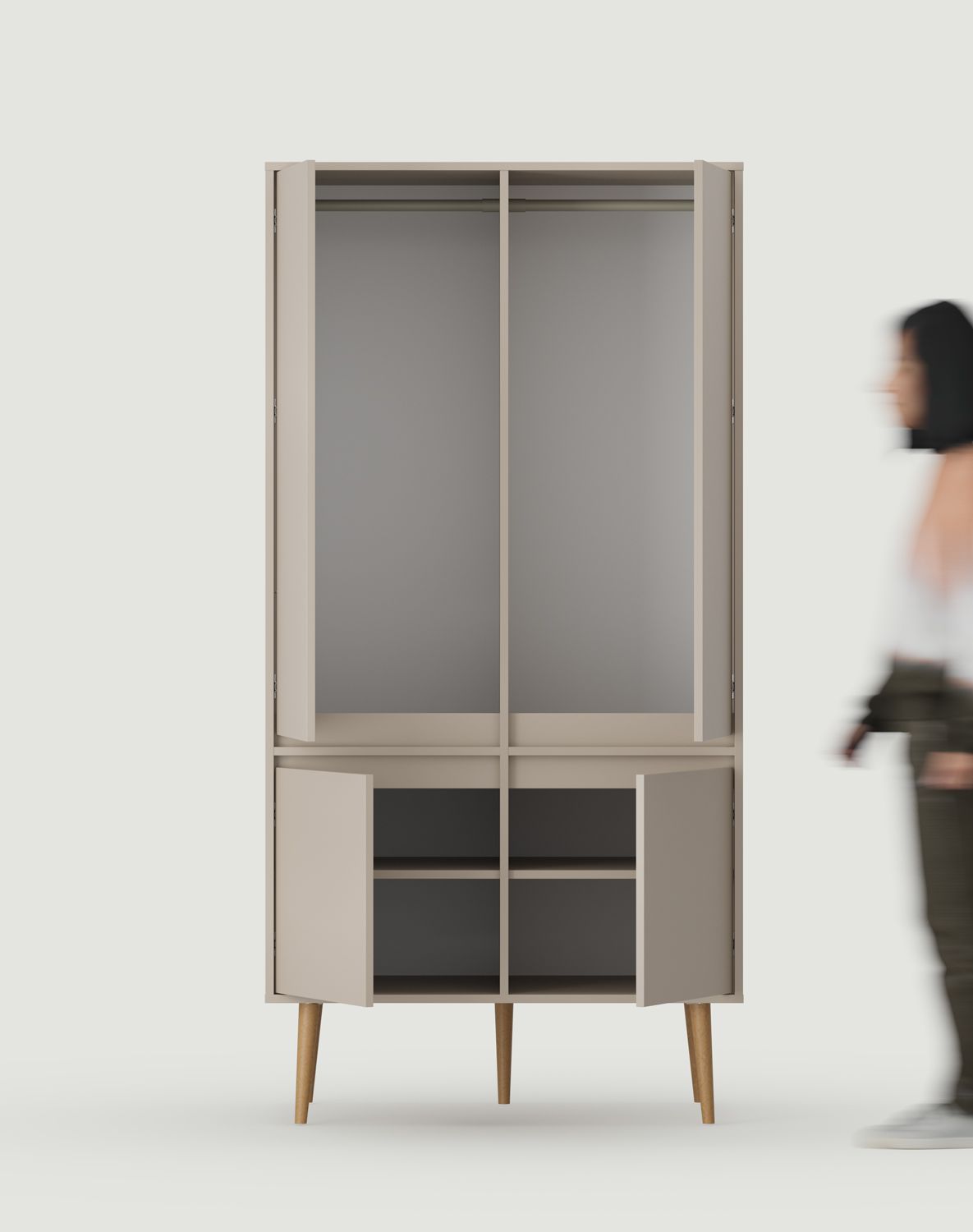 Tiefer Schrank mit zwei Kleiderstangen FENRIS SZF6