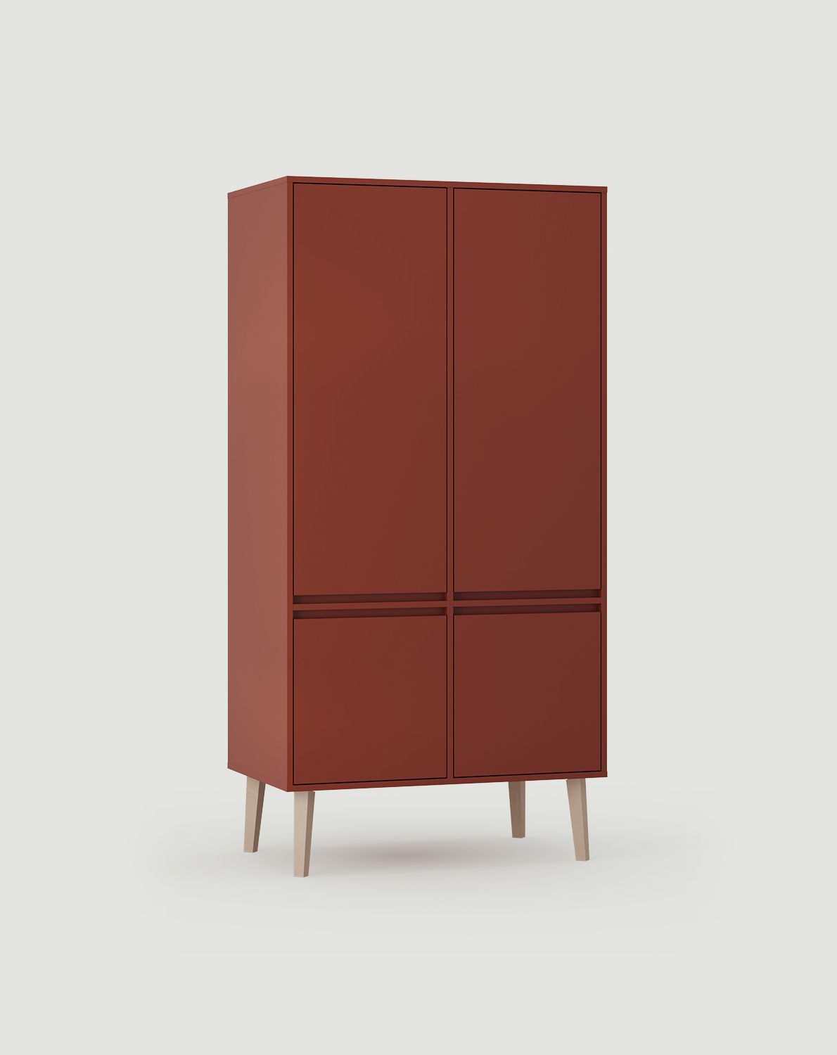 FENRIS zwei Stangen tiefer Kleiderschrank SZF6
Farbe: Feuriges Terrakotta
Beine: Buche trapezförmig Beige