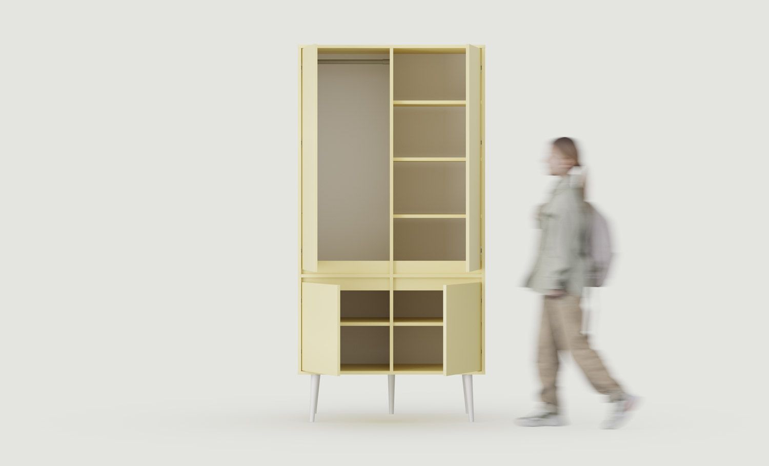 Fenris KIDS tiefer Kleiderschrank mit Stange SZF4K 