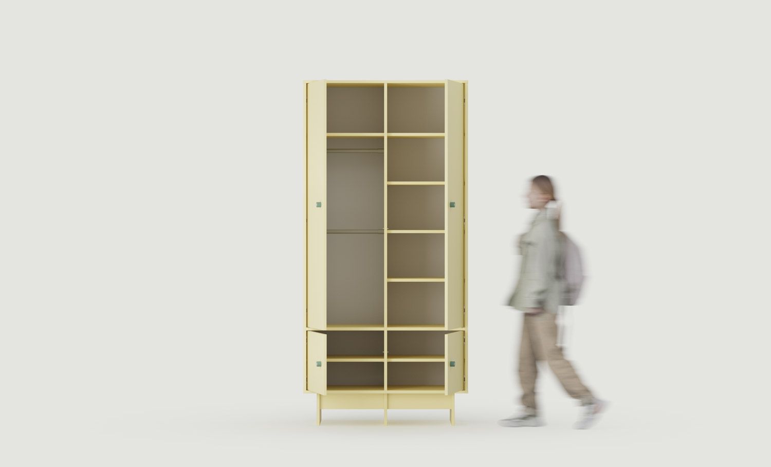 KABE KIDS SZK06K tiefer Kleiderschrank mit Stange im JAPANI-Stil 