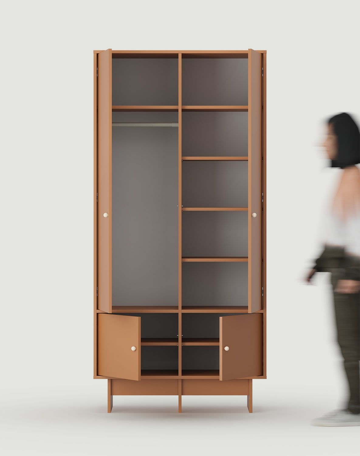 Tiefer Schrank mit Kleiderstange im JAPANDI-Stil KABE SZK06