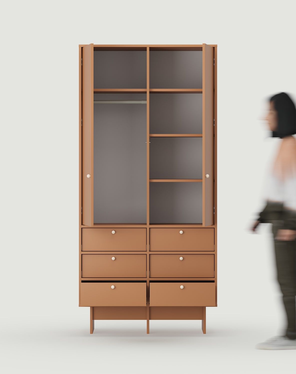 Tiefer Schrank mit Kleiderstange im JAPANDI-Stil KABE SZK07