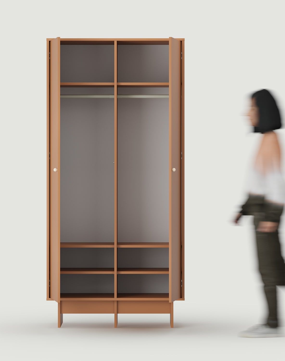 Tiefer Schrank mit zwei Kleiderstangen im JAPANDI-Stil KABE SZK08