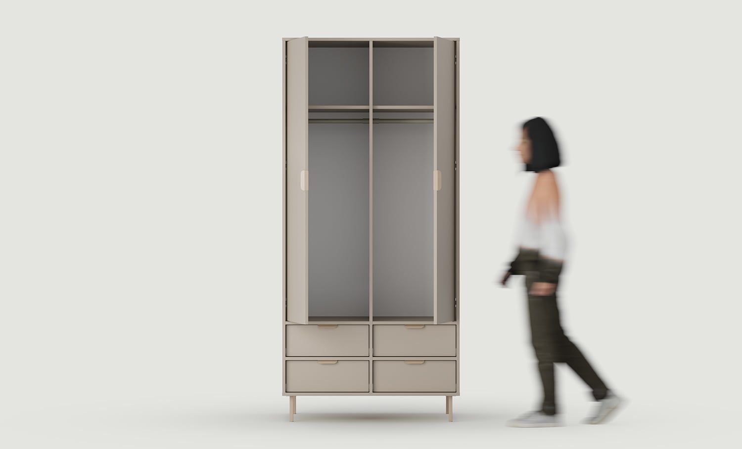 Tiefer Schrank mit zwei Kleiderstangen SIGI SZS10