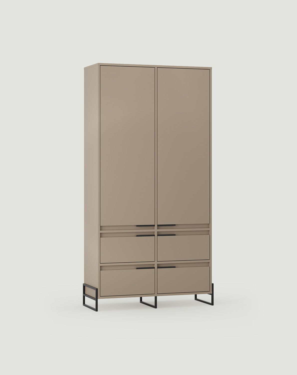 INEA ISZ2S Kleiderschrank
Farbe: Esche Lehm
Farbe der Beine und Griffe: Stahl Inea Schwarz
                            