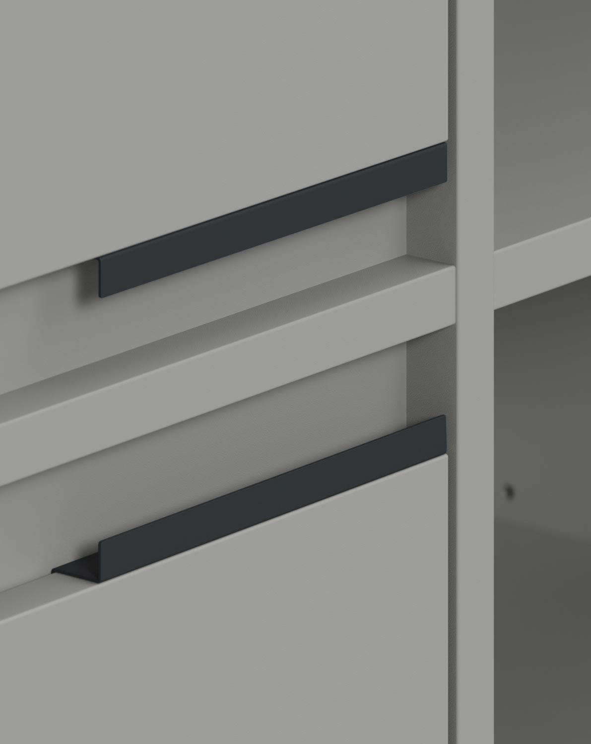 INEA ISZ3 Kleiderschrank
Farbe: Moon Dust
Farbe der Beine und Griffe: Stahl Inea Schwarz
