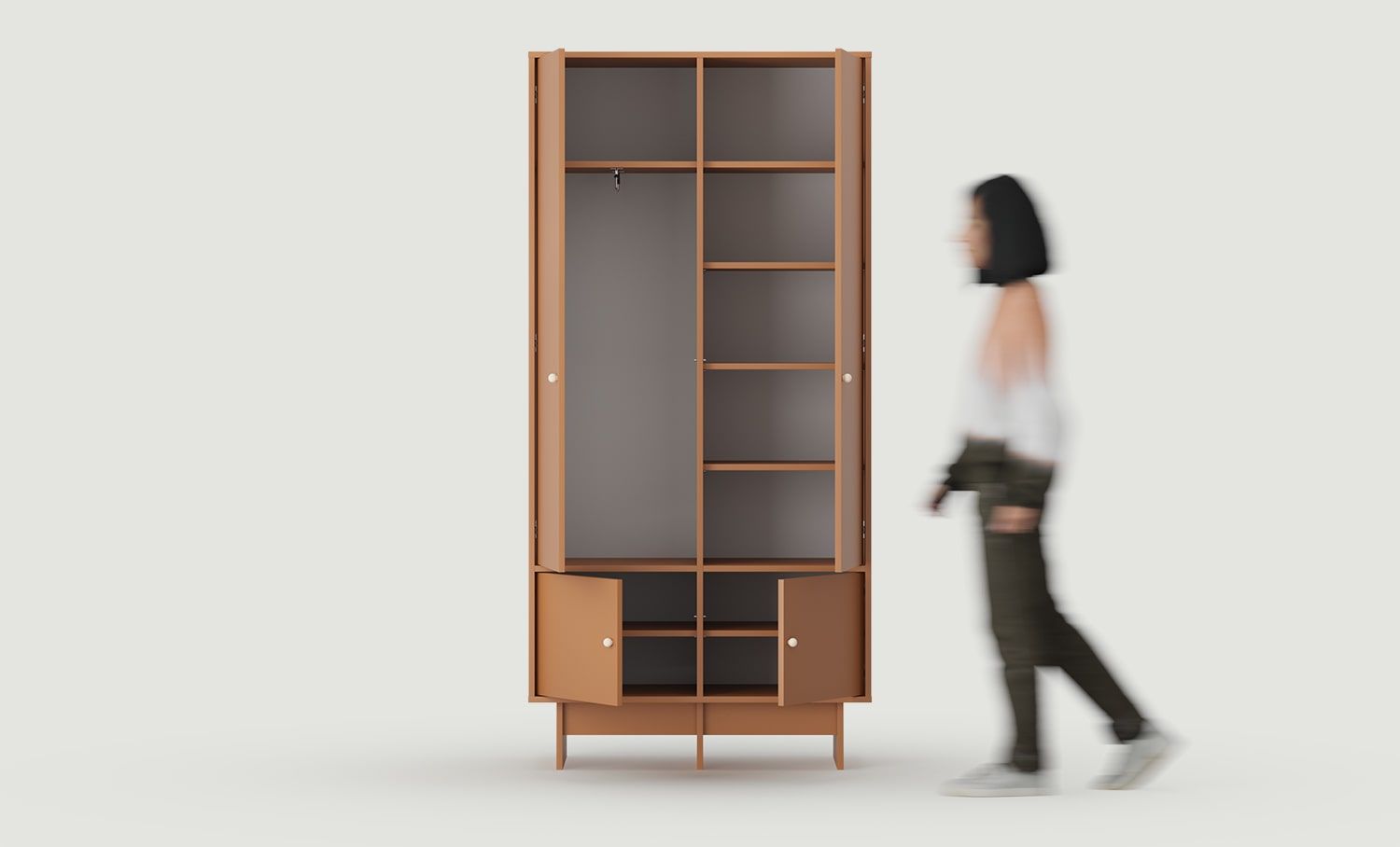 KABE SZK02 Kleiderschrank im JAPANDI-Stil
Farbe: Sahara Deep
Griff: Kugelgriff aus Holz KD