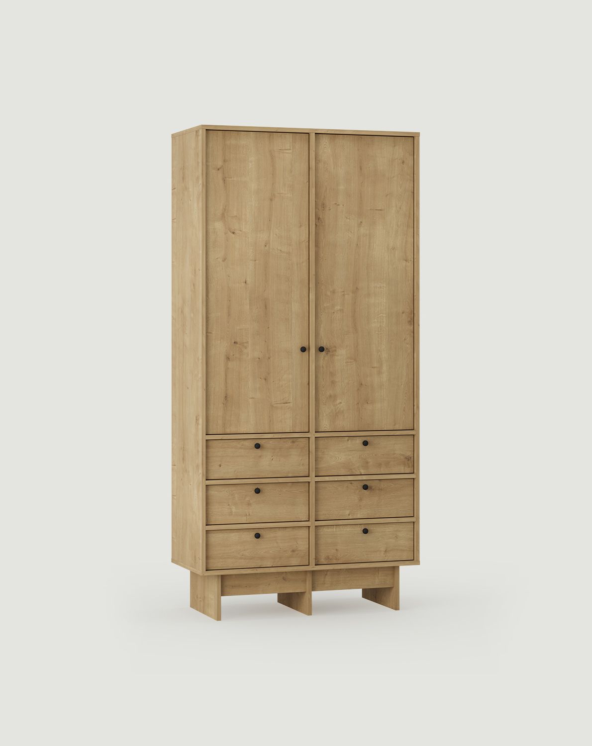 KABE SZK03 Kleiderschrank im JAPANI-Stil
Farbe: Hamilton Eiche
Griff: Kugelgriff Schwarz KD