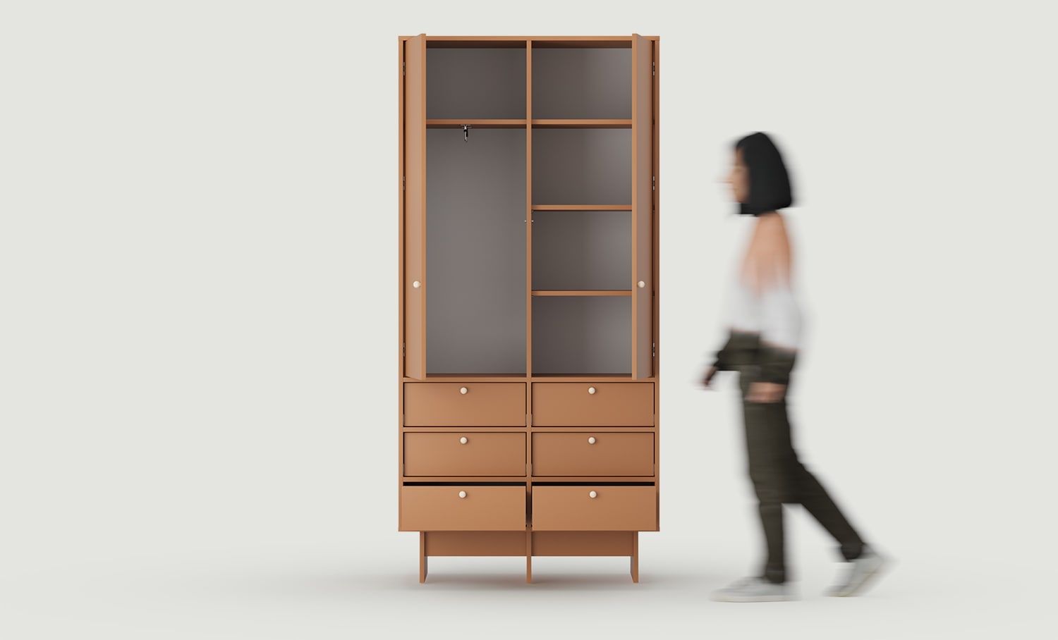 KABE SZK03 Kleiderschrank im JAPANDI-Stil
Farbe: Sahara Deep
Griff: Kugelgriff aus Holz KD