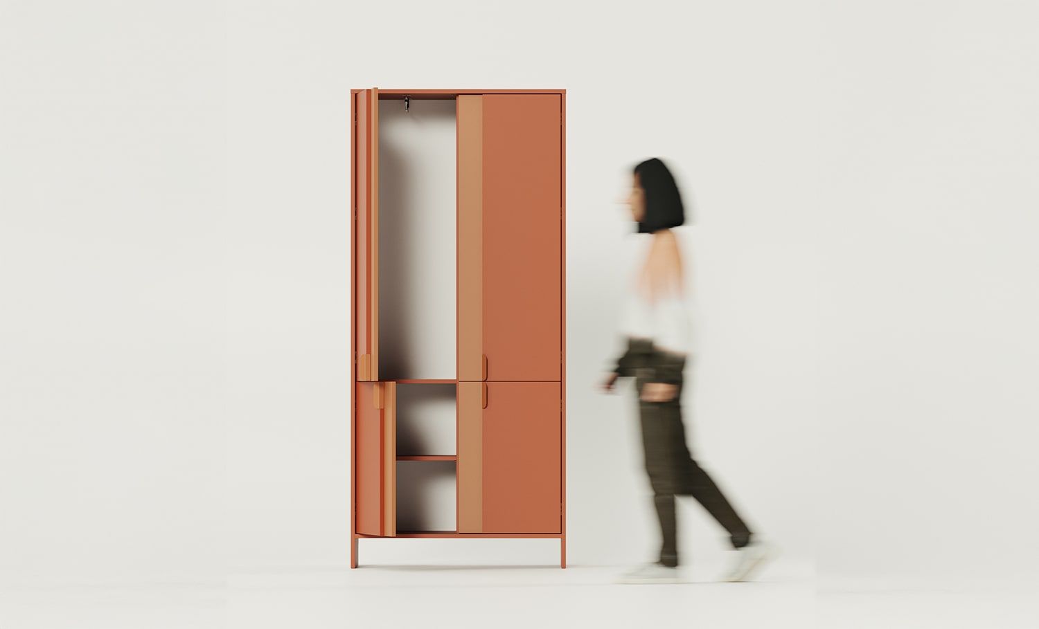 LAYERS LAY43 Kleiderschrank
Farbe: Fiery Terracotta
Farbe 2: Sahara Deep
Griff: Kantengriff LAYERS 110 Fire Terracotta