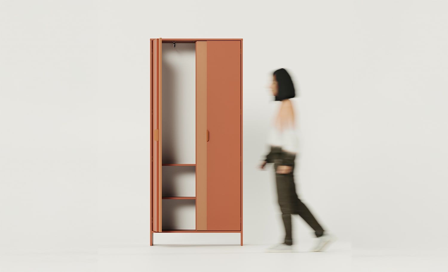 LAYERS LAY42 Kleiderschrank
Farbe: Fiery Terracotta
Farbe 2: Sahara Deep
Griff: Kantengriff LAYERS 110 Fire Terracotta