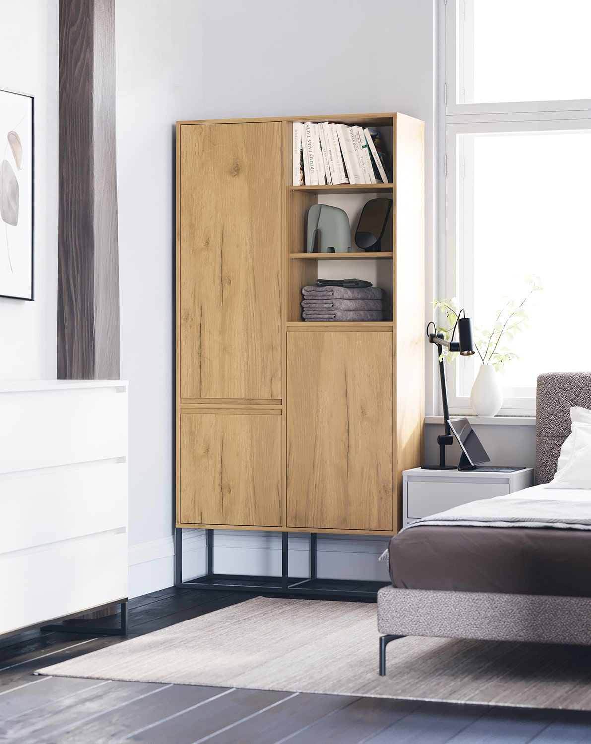 Kleiderschrank ODIS SZO3
Farbe: Eiche Gold
Farbe der Beine: ODIS Steel Black