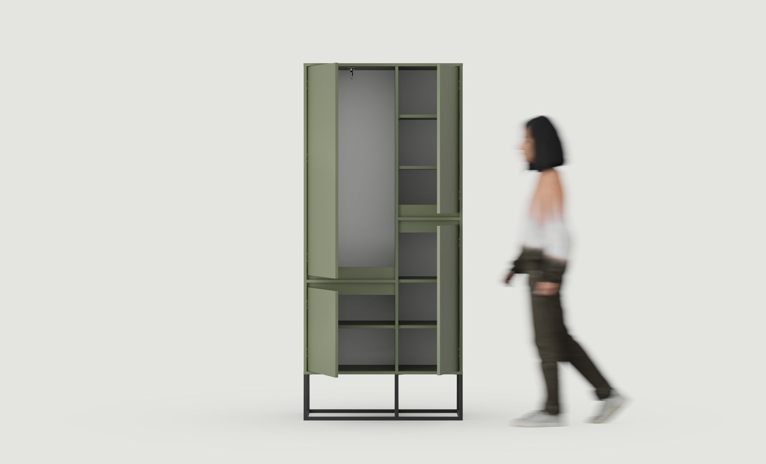 ODIS asymmetrische Garderobe SZOA2
Farbe: Cypress Green
Farbe der Beine: Stahl ODIS Schwarz