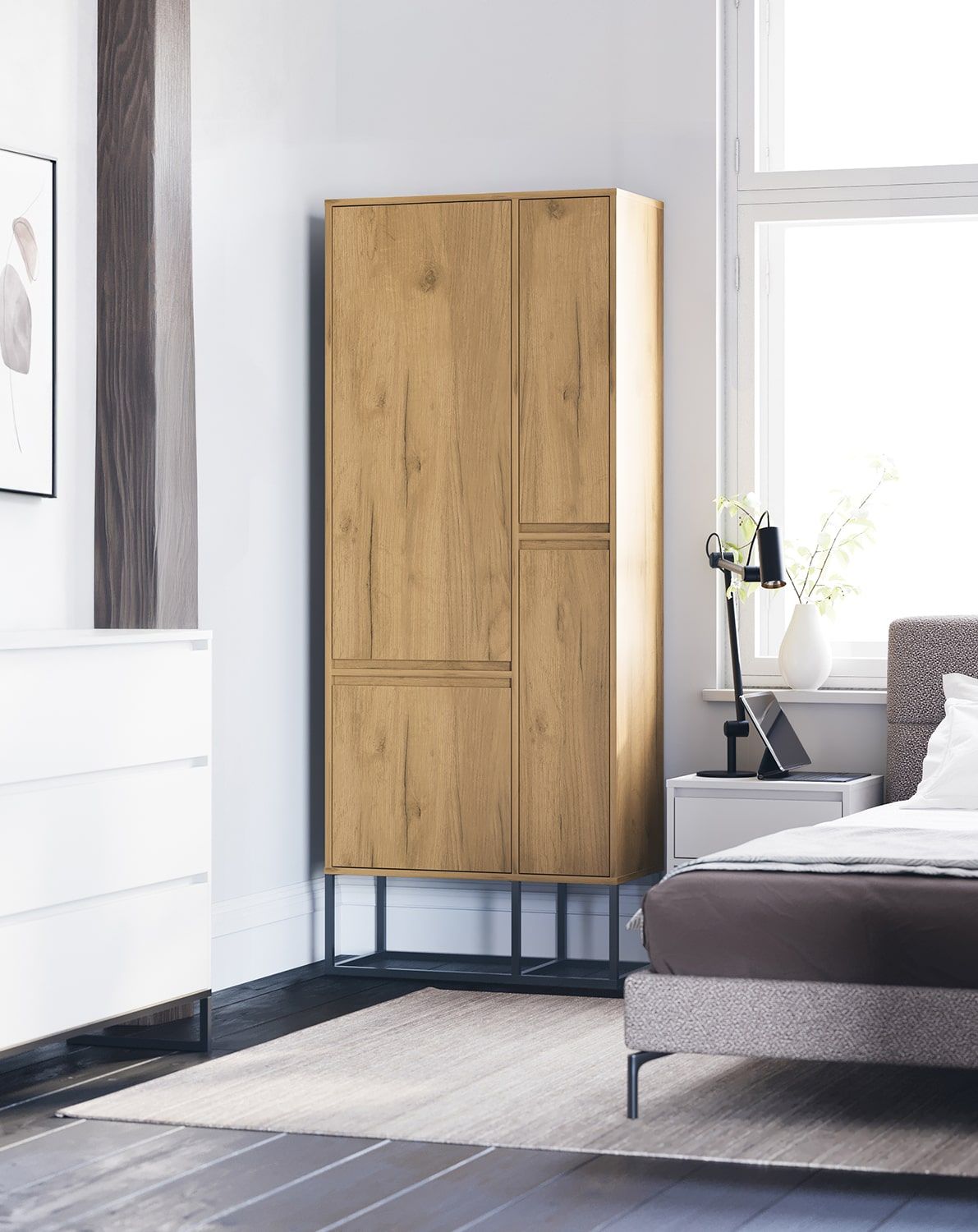 ODIS asymmetrische Garderobe SZOA2
Farbe: Eiche Gold
Farbe der Beine: ODIS Steel Black