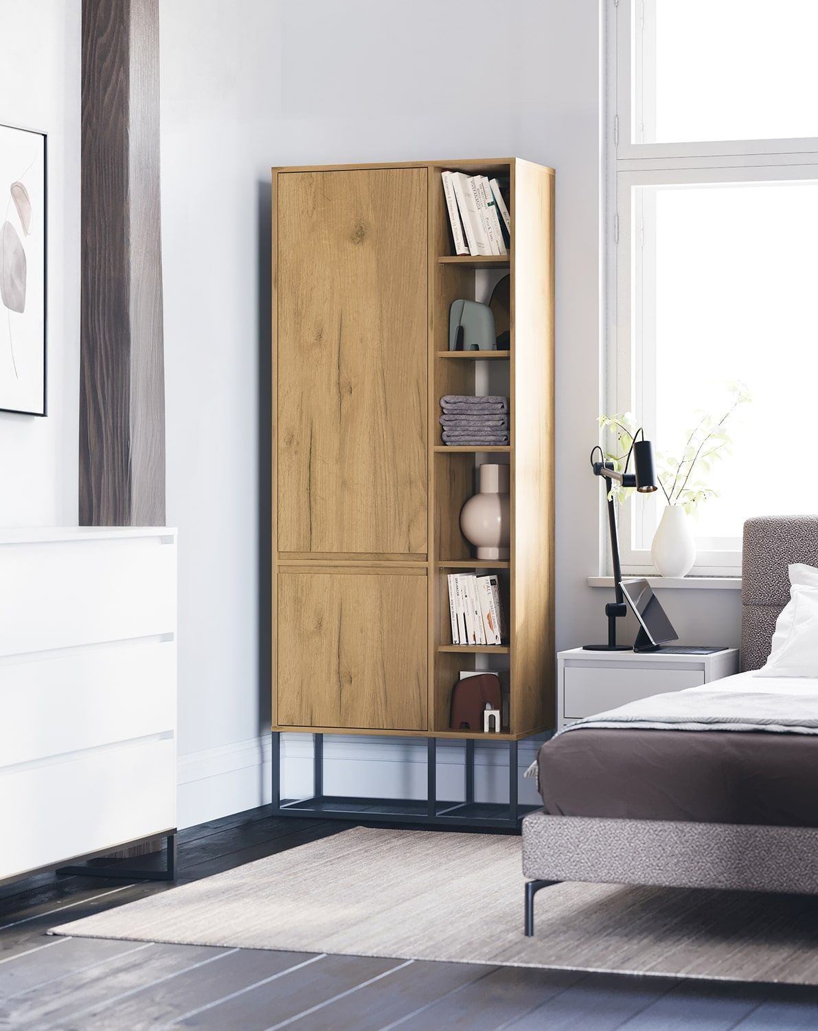 ODIS asymmetrische Garderobe SZOA4
Farbe: Eiche Gold
Farbe der Beine: ODIS Steel Black