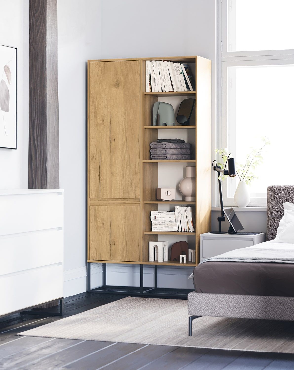 Kleiderschrank ODIS SZO4
Farbe: Eiche Gold
Farbe der Beine: ODIS Steel Black